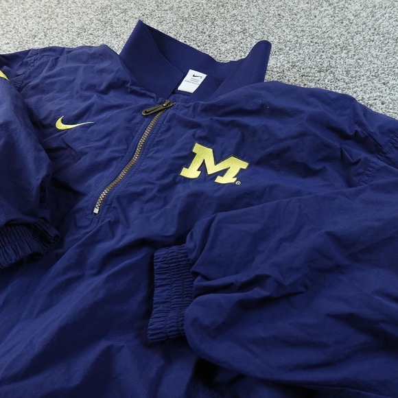 Nike Jackets & Blazers - VTG Michigan Wolverines Jacket‎ Mens L Blue NCAA Football Nike Pullover 1/4 Zip